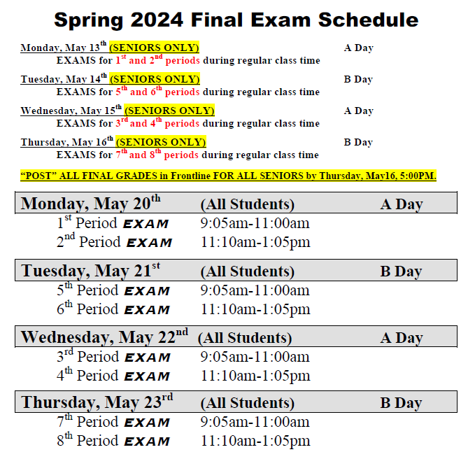 Spring 2024 Schedule